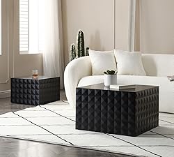 LKTART MDF End Table Handcrafted Relief Side Table