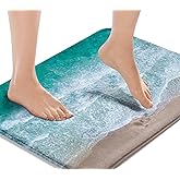 Britimes Bath Mat for Bathroom No Slip Blue Beach Sand Waves Washable Cover Floor Rug Carpets Floor Mat Bathroom Decorations 16x24 inches for Kitchen Bedroom Indoor
