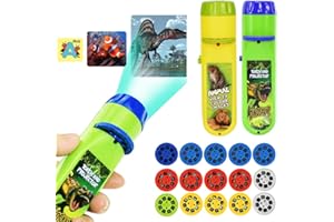 HahaGo Torch Projector Projection Lighting Story Torches Light Toy Slide Lamp Educational Learning Bedtime Night Light for Children (120 Images, 5 Themes, Dinosaur+Ocean+Animal+Outer Space+Letters)