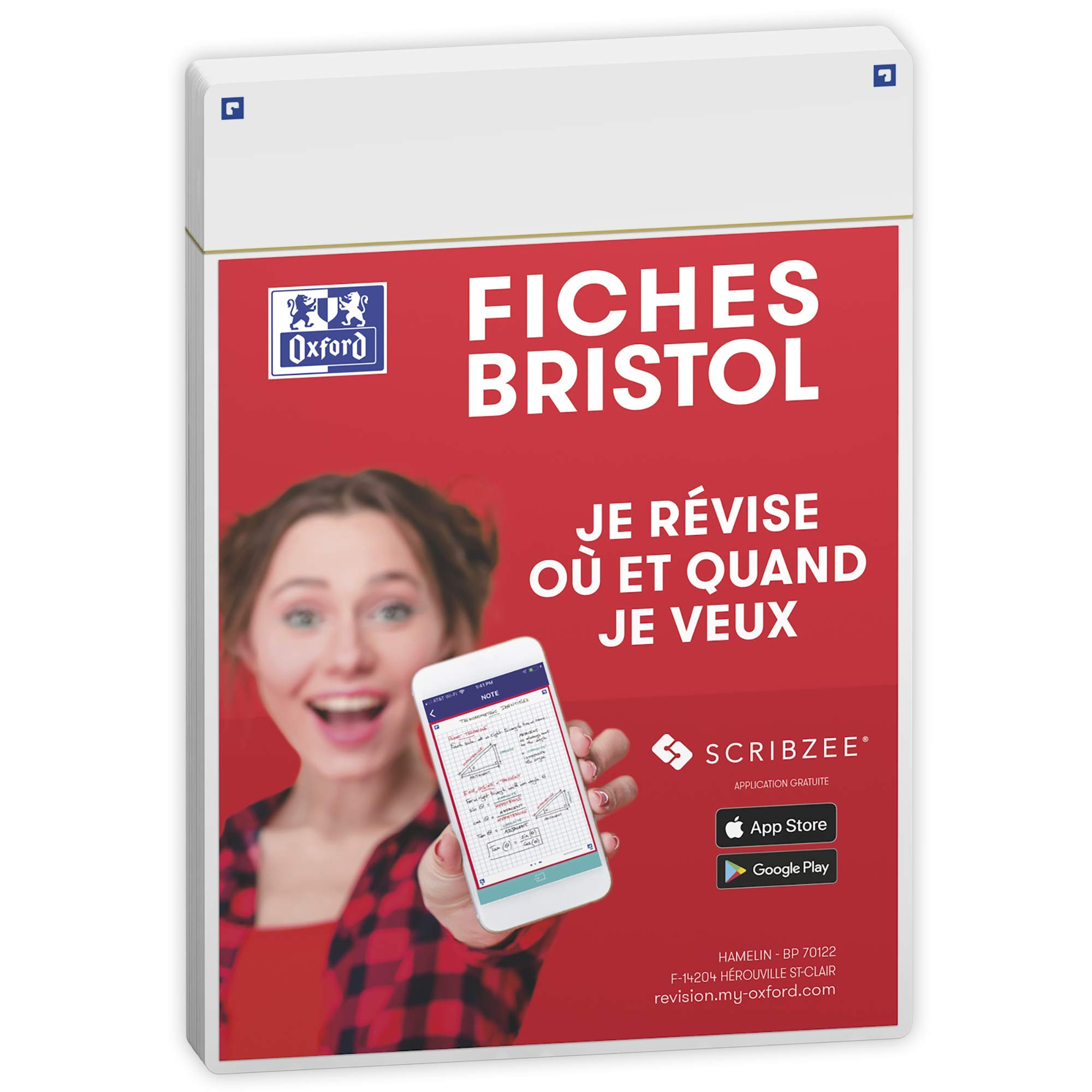 OXFORD Revision 2.0 Pack of 50 Index Cards A5 Format (14.8 x 21 cm) Plain Background White on Both Sides