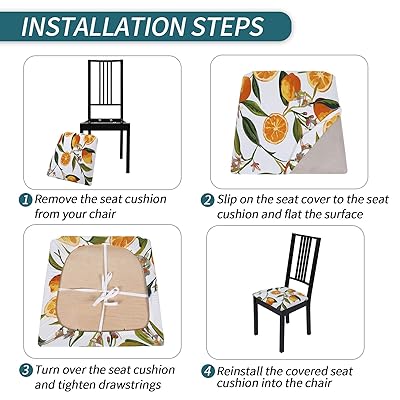 Buy Hyha Printed Kitchen Chair Seat Covers For Dining Room Removable Chair Cushion Covers Washable Upholstered Chair Seat Slipcover Protector Set Of 4 Lemon Online In Indonesia B08hv78rz3