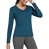 THE GYM PEOPLE Women's Long Sleeve Workout Shirts V-Neck Lightweight Basic Athletic Tops