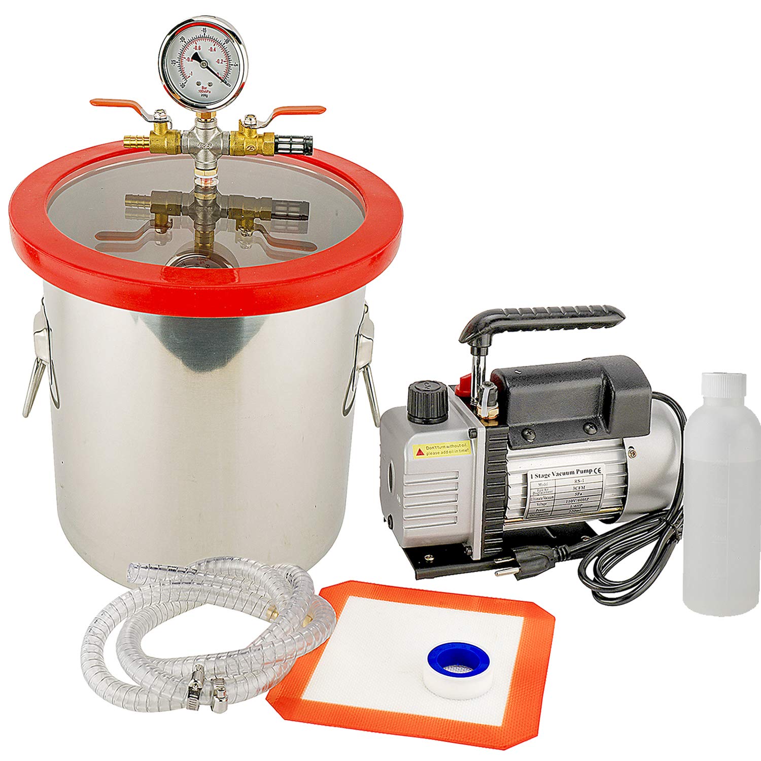 Toolly 3 Gallon Vacuum Chamber and 3 CFM Pump Kit for Degassing