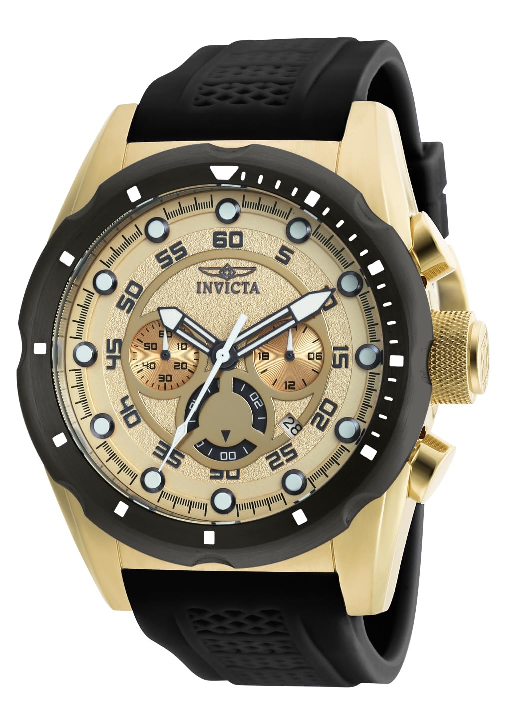 Invicta Speedway 20306 Men's Watch - Waterproof - Analogue - Quartz Movement - Stainless Steel with Gold dial - 50mm
