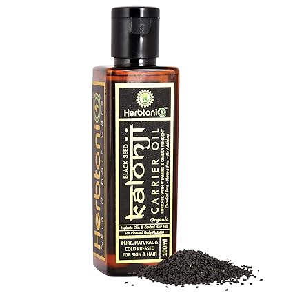HerbtoniQ Organic Kalonji Black Seed Cold Pressed Carrier Oil For Face-Skin Care & Hair Care (100ml, 3.38 fl oz)