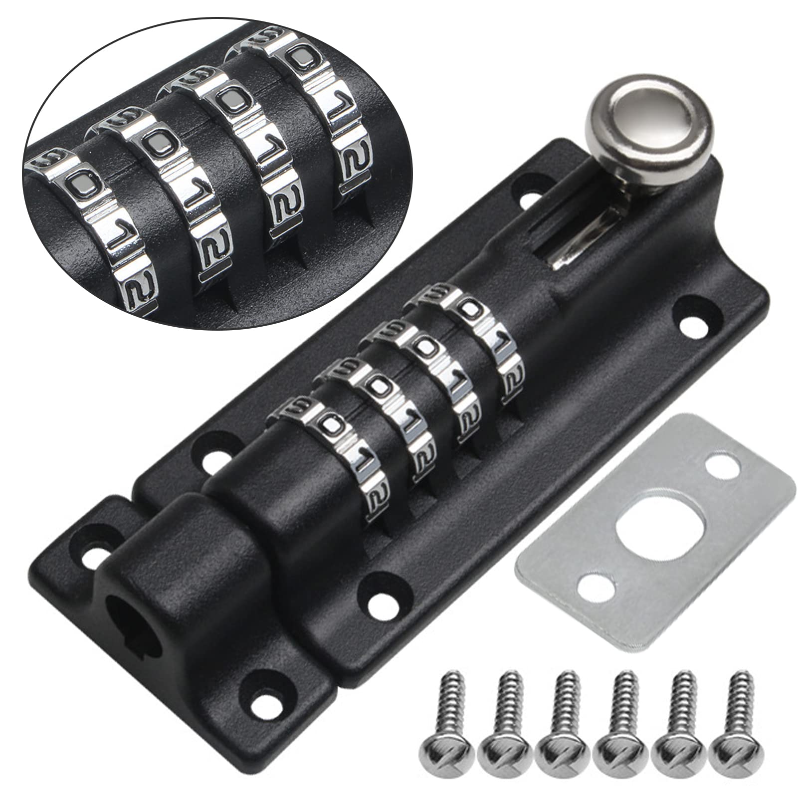 Combination Bolt, Combination Door Lock, Combination Locking Bolt, Tamper Proof Slide Bolt, High Security Gate Door Bolt Lock, 4-wheel Heavy Duty Sliding Lockable Padbolt Door Latch for Loft Hatch