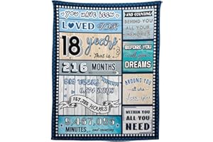 YISUMEI 18 Year Old Boy Birthday Gift, Super Soft and Warm Happy Birthday Blanket, Digital Heartwarming Sentences Creative Design Ideal Gifts for 18th, 50"x60"