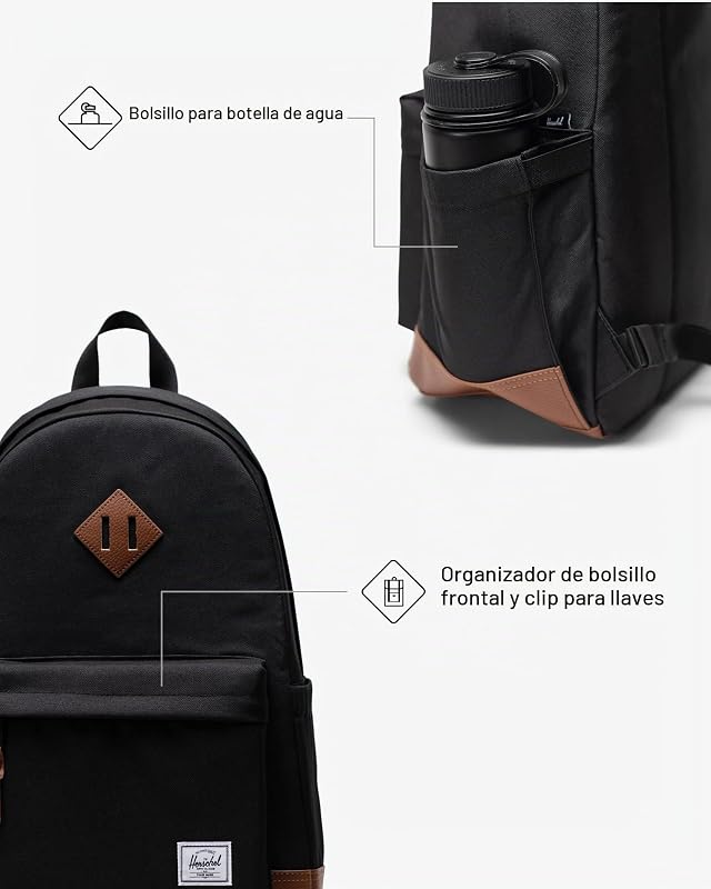 Unisex Heritage Backpack Black/Tan Standard - 24L