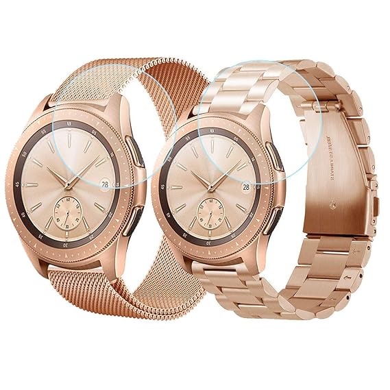 Koreda Compatible Samsung Galaxy Watch(42mm)/Galaxy Watch Active Bands Sets, 20mm 2 Pack Stainless Steel Metal Band + Mesh Loop Replacement Bracelet ...