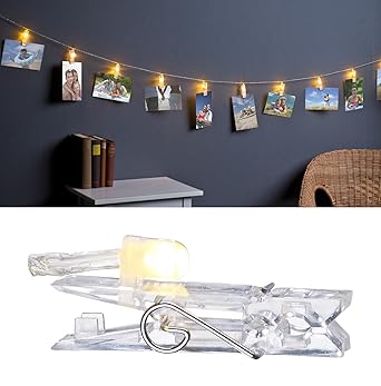 Lunartec Fotolichterkette: LED-Foto-Clips-Lichterkette mit 40 Klammern, batteriebetrieben, 10 m (Lichterkette Fotos)