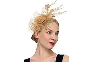 UMTURMOK Women's Tea Party Fascinators Mesh Flower-Shaped Pearl Feather Veil Kentucky Derby Fascinator Hats with Headband and Clip