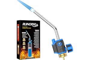 RUINOPAR Trigger Start Propane Torch Head,High Intensity Propane Gas Torch with Rubber Torch Body & Adjustable Knob,Blow Torch Head Fuel by Propane,MAPP and MAP-PRO for Soldering,Brazing,Welding