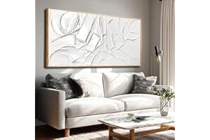 White Minimalist Wall Art Canvas – Dining Room Wall Decor, Abstract Office Aesthetic Wall Decor, 24" x 48"