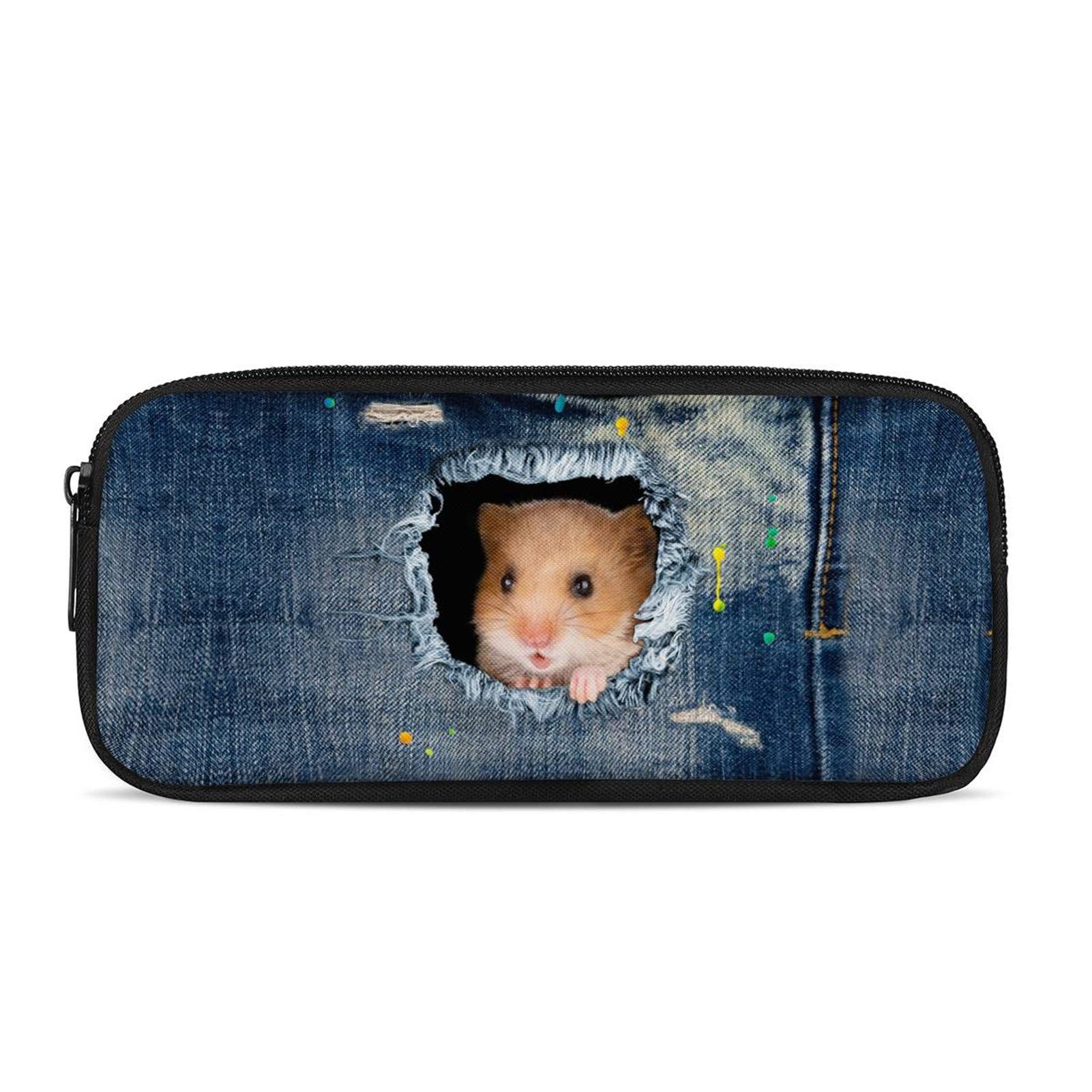 Belidome Hamster Pencil Case for Girls Small Durable Zip Pen Box Student Supplies for School Office