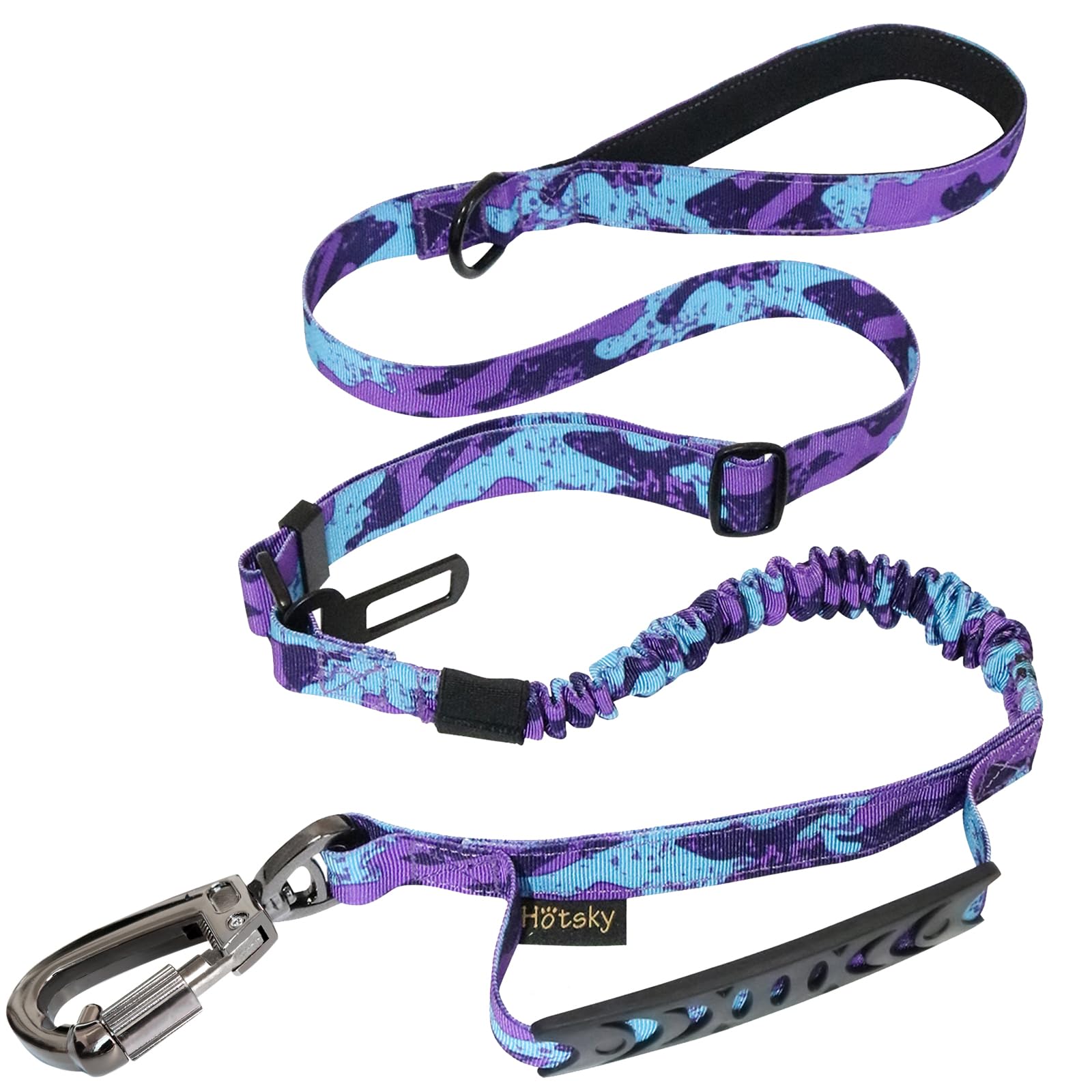 Photo 1 of Hotsky Tactical Dog Leash Heavy Duty for Medium Large Dogs That Pull,4-6Ft Strong Bungee Shock Absorbing No Pull Dog Leash with Padded Double Handle and Car Seatbelt,Purple Camo