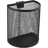 AYNEFY Wall Mounted Pencil Holder, Mesh Stainless Steel Pen Basket with Hook Wall Hanging Pencil Holder Large Capacity Hangable Mesh Metal Pen Cup Desk Organizer for Office School Home