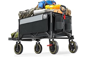TIMBER RIDGE 49" Extra Long Collapsible Folding Wagon with Tailgate and Brakes, 250L Capacity All-Terrain Wagon Carts Foldable, 400lbs Portable Cart for Dog, Garden, Outdoor Camping Sports, Grey