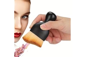 Curved Foundation Makeup Brush with Protective Case for Liquid & BB Cream - Beauty Brushes Set for Face Contour & Blending - 