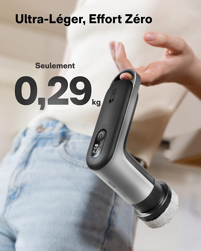 Grip™ Brosse Nettoyante Électrique, IPX7 Étanche, Légère (0.29 kg) avec 6 Têtes, Brosse Électrique Nettoyage pour Cuisine, Vaisselle, Évier, Gril, Plaque de Cuisson, Carrelage, Ustensiles
