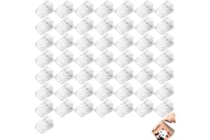 50 Pack Self Adhesive Wall Clips, Clear Plastic Sticky Clips for Paper, Poster & Picture Hanging, 2.6×1.4×1.5 cm (1.02×0.55×0
