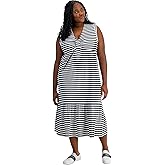 Tommy Hilfiger Womens Striped Sleeveless Tiered Midi Dress