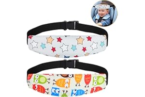XTHUGE Baby Carseat Head Support,Car seat Straps Pillow Support Ban,Stroller Neck Relief Strap Headrest,Slumber Sling Sleep Positioner for Toddler Infants Child Children Kids(White Stars + Birds)