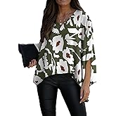 Vrtige Women's Casual V Neck Batwing Long Sleeve Blouse Shirt Tunic Top