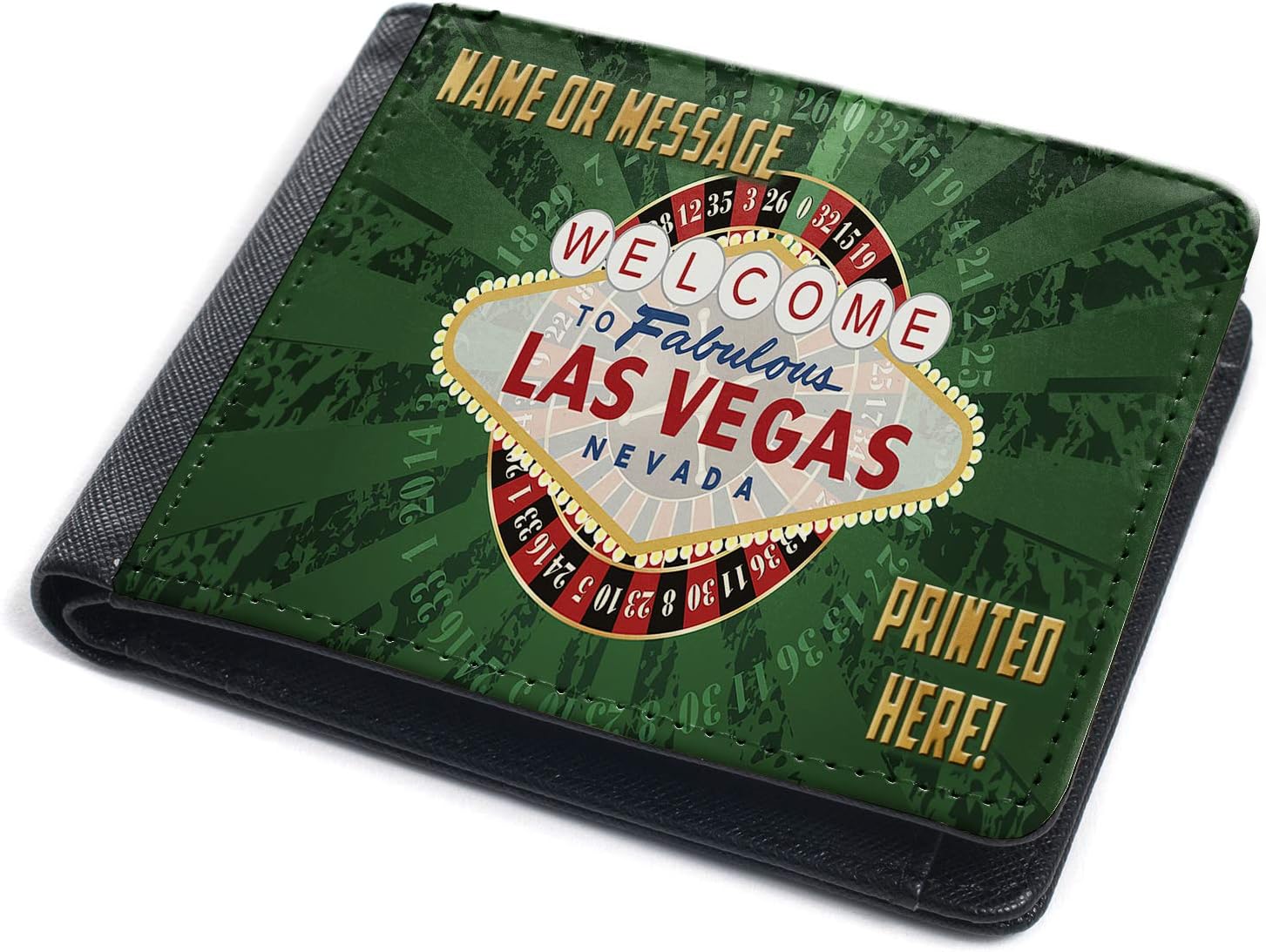 Las Vegas Wallet Mens BiFold Coin Card Holder Stag Casino Personalised