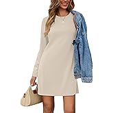 Sampeel Dresses for Women 2025 Fall Fashion Long Sleeve Sweater Dress Winter Vacation Teacher Outfits Beige S