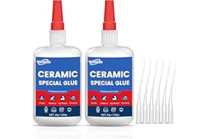WOUSEDO 30g x 2 Pcs Ceramic Super Glue, Instant Bond High Strength Waterproof Adhesive for Porcelain,Clay Pots,Figurine, Pottery, Dishes Repair, DIY Crafts.