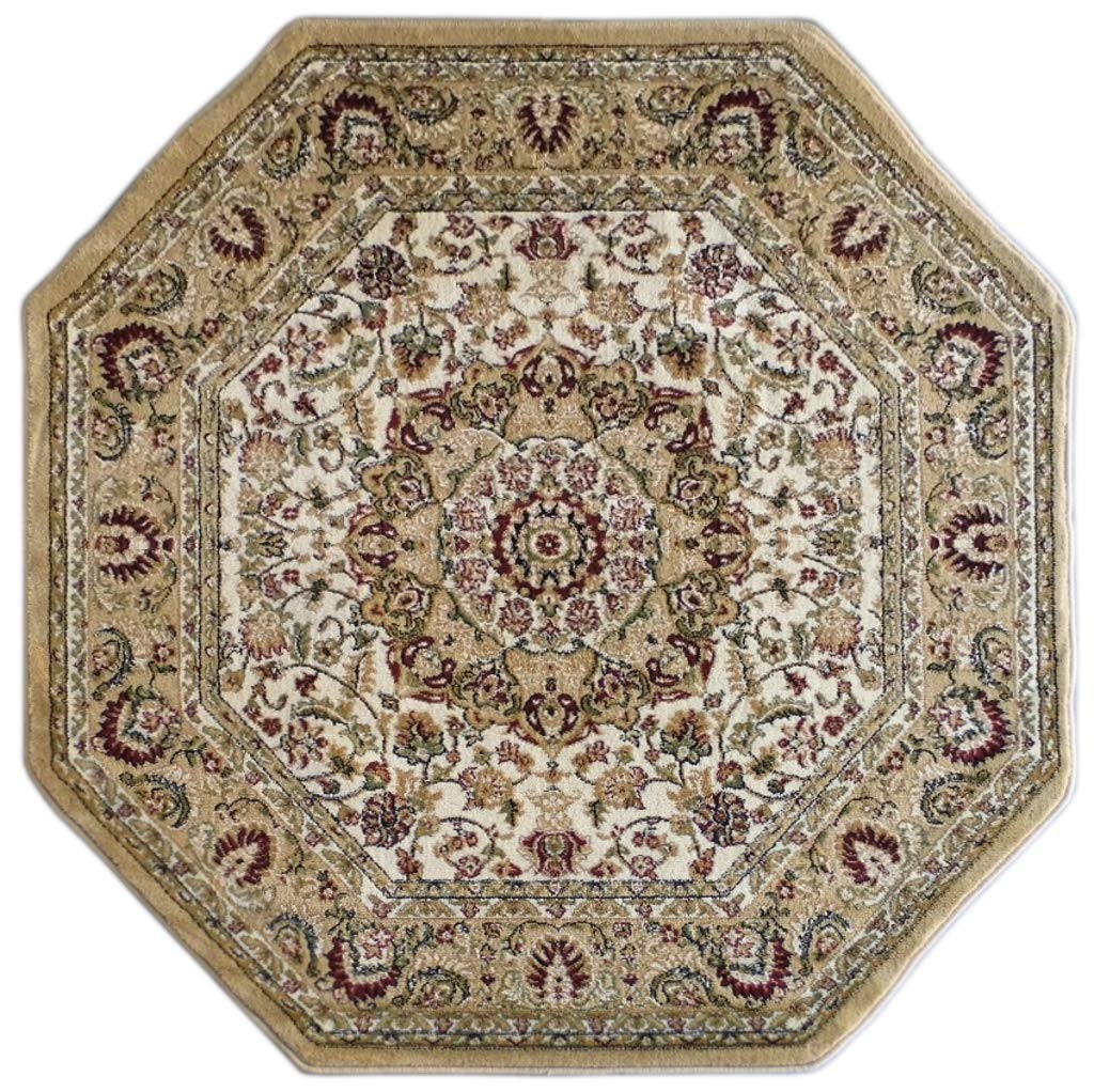 Bellagio Traditional Octagon Area Rug Design 401 Beige (4 Feet x 4 Feet)