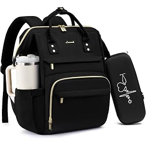 LOVEVOOK Laptop Backpack for Women with Giant Tumbler Holder Pocket, 15.6 inch Nurse Bag with Stethoscope Case, Waterproof Wo