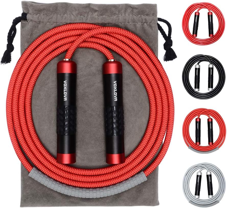 Weighted Jump Rope - Premium Heavy Jump Ropes with Adjustable Extra Thick Cable, Aluminum Silicone Grips Handles, High-Speed Ball Bearings Professional Skipping Rope for Crossfit MMA Cardio & Workouts