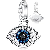 Evil Eye Charms Dangle fit Pandora Mothers Day Bracelet Necklace, 925 Sterling Silver Sparkling Turkish Blue Eye Charm Pendant with Blessed, Lucky Gifts for Family/Friends/Couple