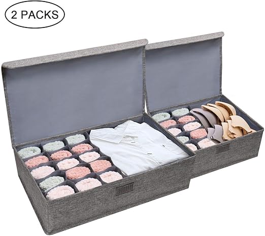 Amazon Com Leefe Drawer Organizer With Lids 2 Pack Foldable