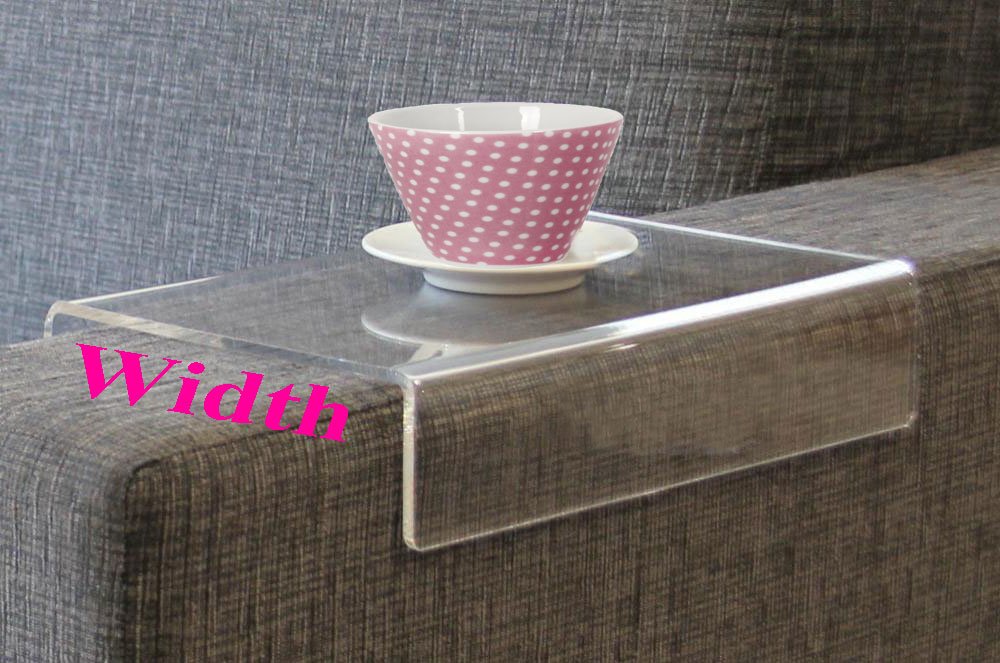 "Anabelle" Clear Acrylic Arm Rest Caddy Arm Tray Table For Sofa Couch