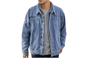 oelaio Clearance Mens Denim Jacket, Ripped Holes Jean Jacket, Distressed Button Down Trucker Jacket, Western Style Vintage