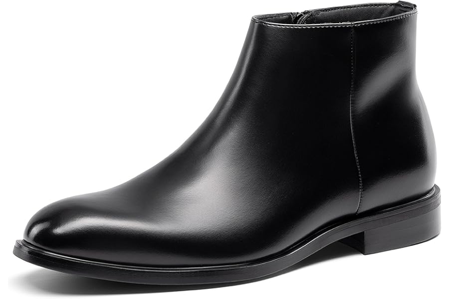 Bruno Marc Men's Chelsea Zip Ankle Dress Boots – Classic Leather Slip-On with Side Zipper