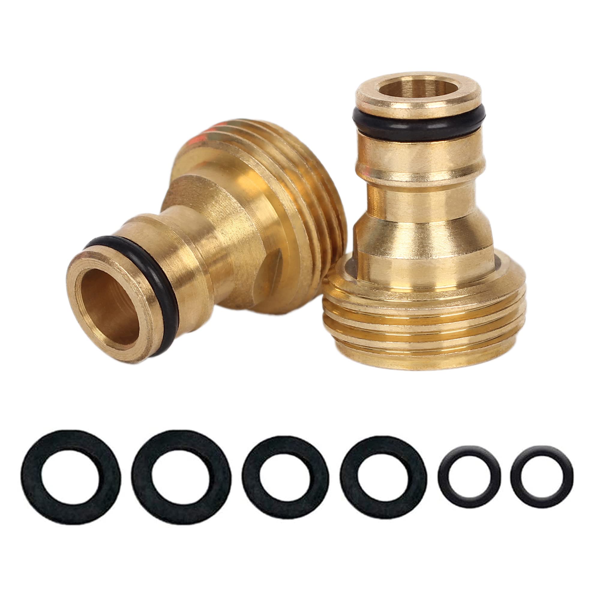 2 Pack Brass Garden Hose Tap Connector,3/4 inch Brass Male Threaded Tap Connector for Hose Pipe,Copper 3/4" BSP Hose Connector Male Watering Fittings for Threaded Faucet Adapter Quick Connector — image 1