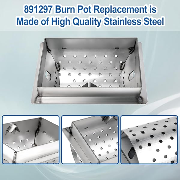 BARBQTIME 891297 BURN POT REPLACEMENT FOR US STOVE AMERICAN HARVEST 6039, 6033, 6037, 6039T, 6035, 6039HF PELLET STOVES, STAINLESS STEEL BURNPOT FOR BRECKWELL PELLET STOVE SP6000