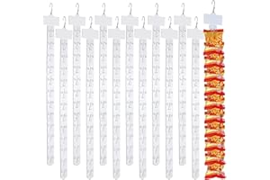 Roowest 30 Pieces Station Merchandise Strips Plastic Hanging Strips with 30 Pieces S Hooks Clips, Chip Bag Holder for Store Retail Craft Candy Potato Bags Display with Label Header, Clear