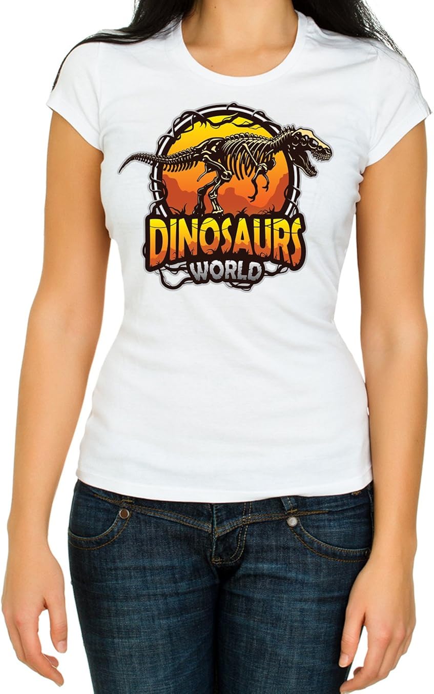 Dinosaur White Women's T Shirt Short Sleeve Cotton Crew Neck Amazon.co
