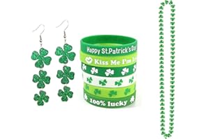 GLEZZA St Patrick's Day Earrings Necklace Bracelet Set Shamrock Earrings Festival Costume Jewelry Accessories for Women
