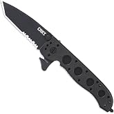 CRKT M16-12ZLEK EDC Folding Pocket Knife: Law Enforcement Everyday Carry, Black Serrated Edge Blade, Tanto, Automated Liner Safety, Nylon Handle, Reversible Pocket Clip