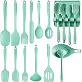 Headaze 13 Pcs Cooking Utensils Set, Silicone Kitchen Utensils Set | 572&deg;F Heat Resistant, Dishwasher Safe, Spatula Set with Holder, Nonstick Cookware, Kitchen Gadgets, Green
