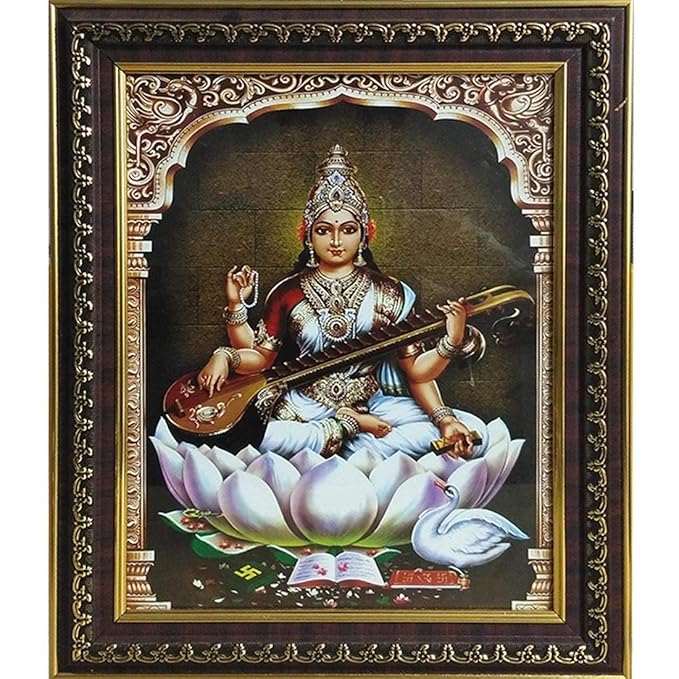 Dalvkot Goddess Saraswati Photo Frame for Pooja Room (11.5 X 14.5 Inch
