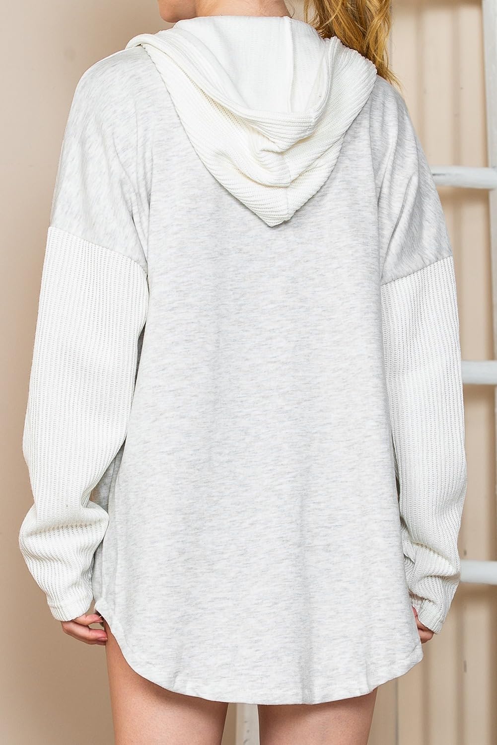 SHEWIN Oversized Sweatshirt for Women Loose Fit Casual Long Sleeve Button Hooded Sweatshirts Hoodies with Pocket