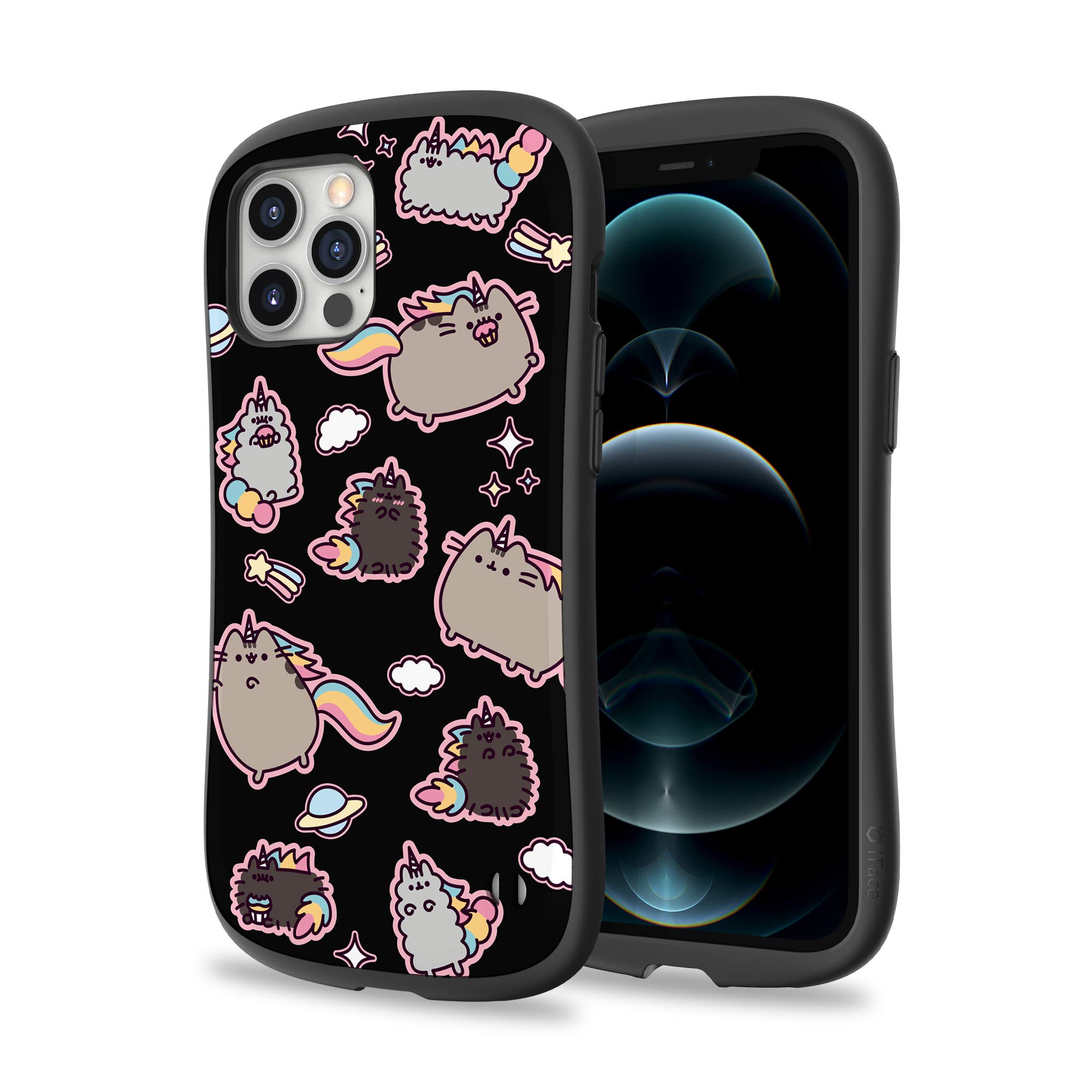 iFace x Pusheen First Class Designed for iPhone 12 Pro Max (6.7") – Cute Shockproof Dual Layer [Hard Shell + Bumper] Phone Case – Pusheen Icon (Black)