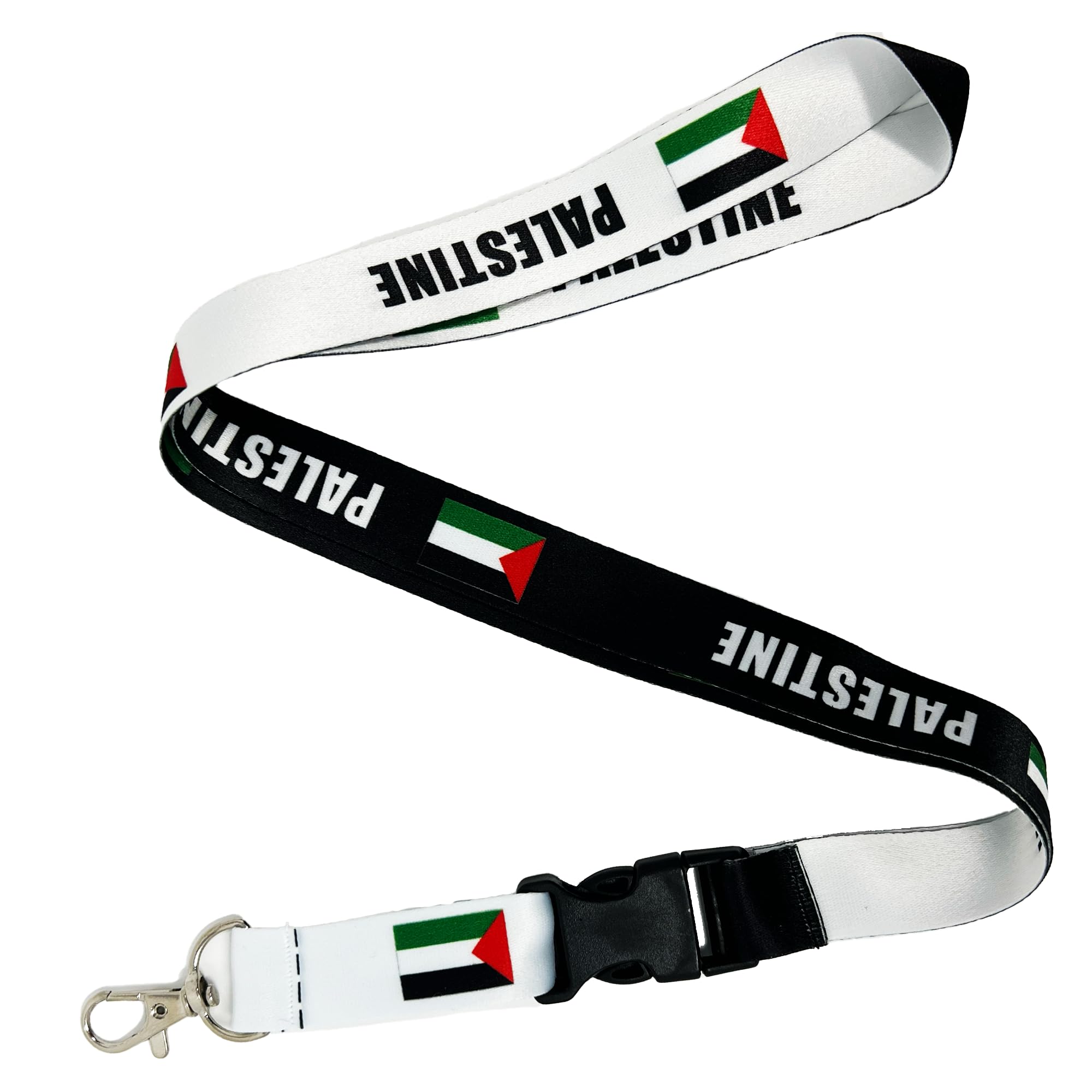 Panda Loco Palestine Flag Lanyard – Premium Double-Sided Design with Detachable Clip & Metal Hook | Ideal for Cultural Pride, Awareness, Events & Collectors