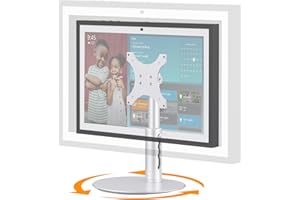 Laivli Rotating Stand for Echo Show 15 (Gen 1, Gen 2) and Show 21, Silver Aluminum Mount with Rotating Base, 4-Level Height Adjustable and Tiltable Holder, Easy Installation for Show 21/15 (Rotatable)